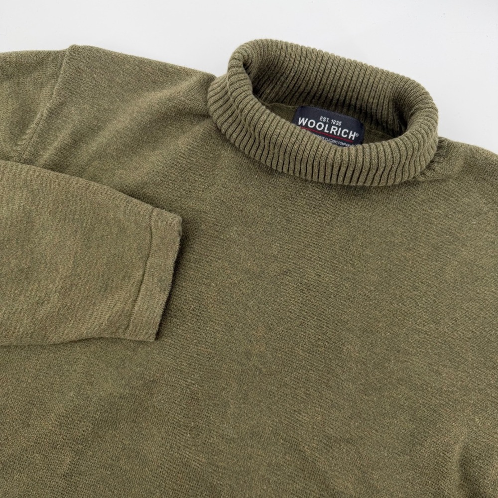 Woolrich Womens Green Turtleneck Sweater Long Sleeve Size Large‎ Cotton Blend